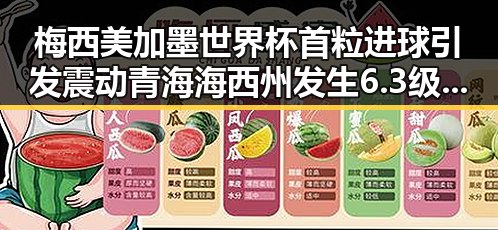 梅西美加墨世界杯首粒进球引发震动 青海海西州发生6.3级地震